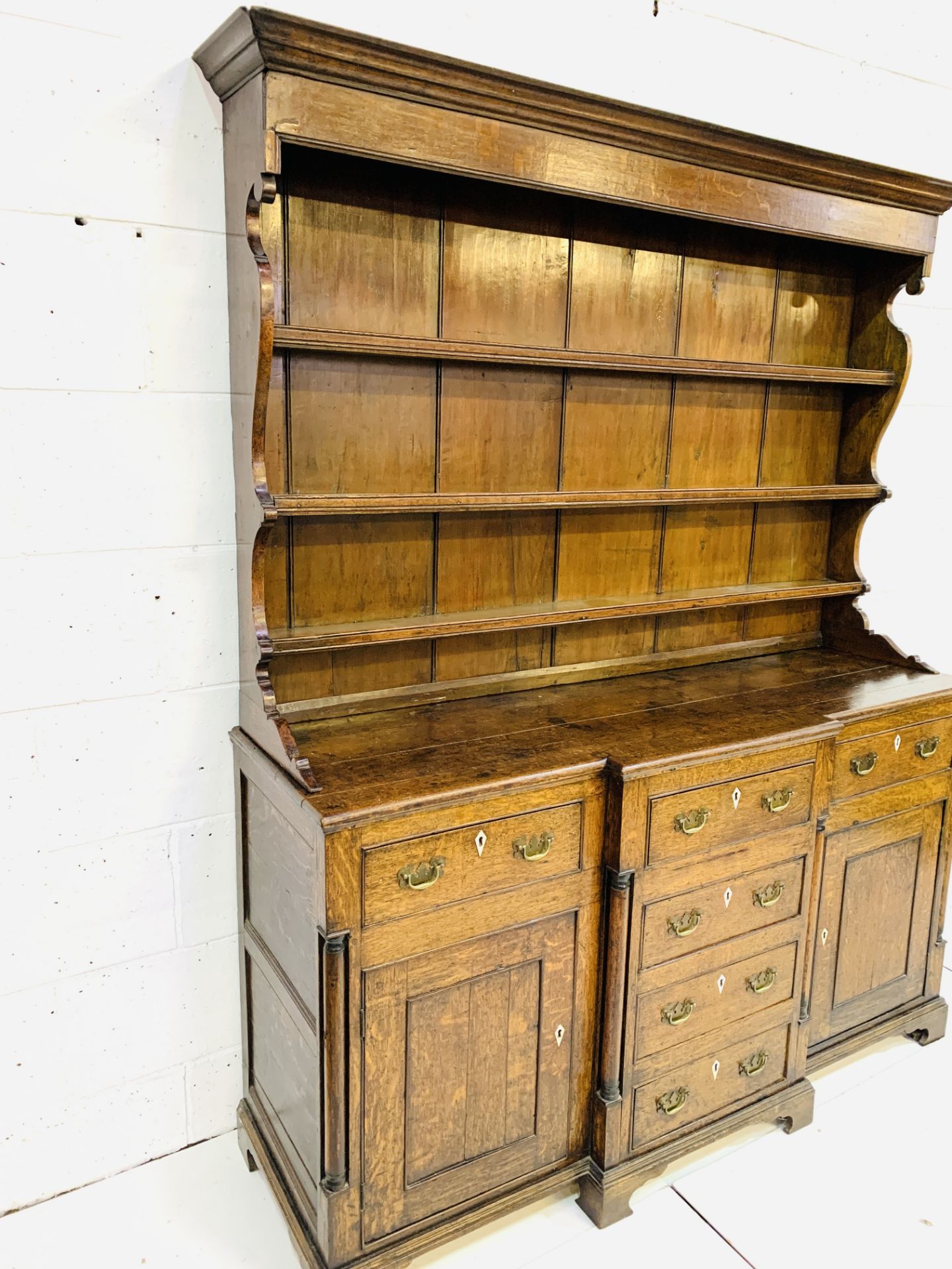 Georgian oak breakfront dresser