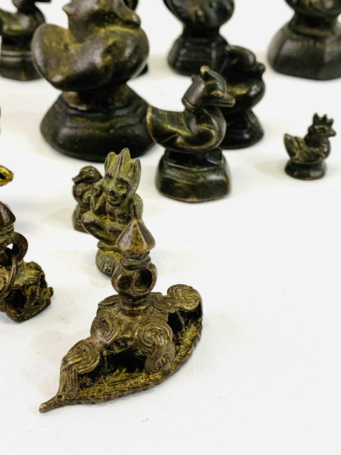 Twelve Chinese bronze opium weights - Image 5 of 7