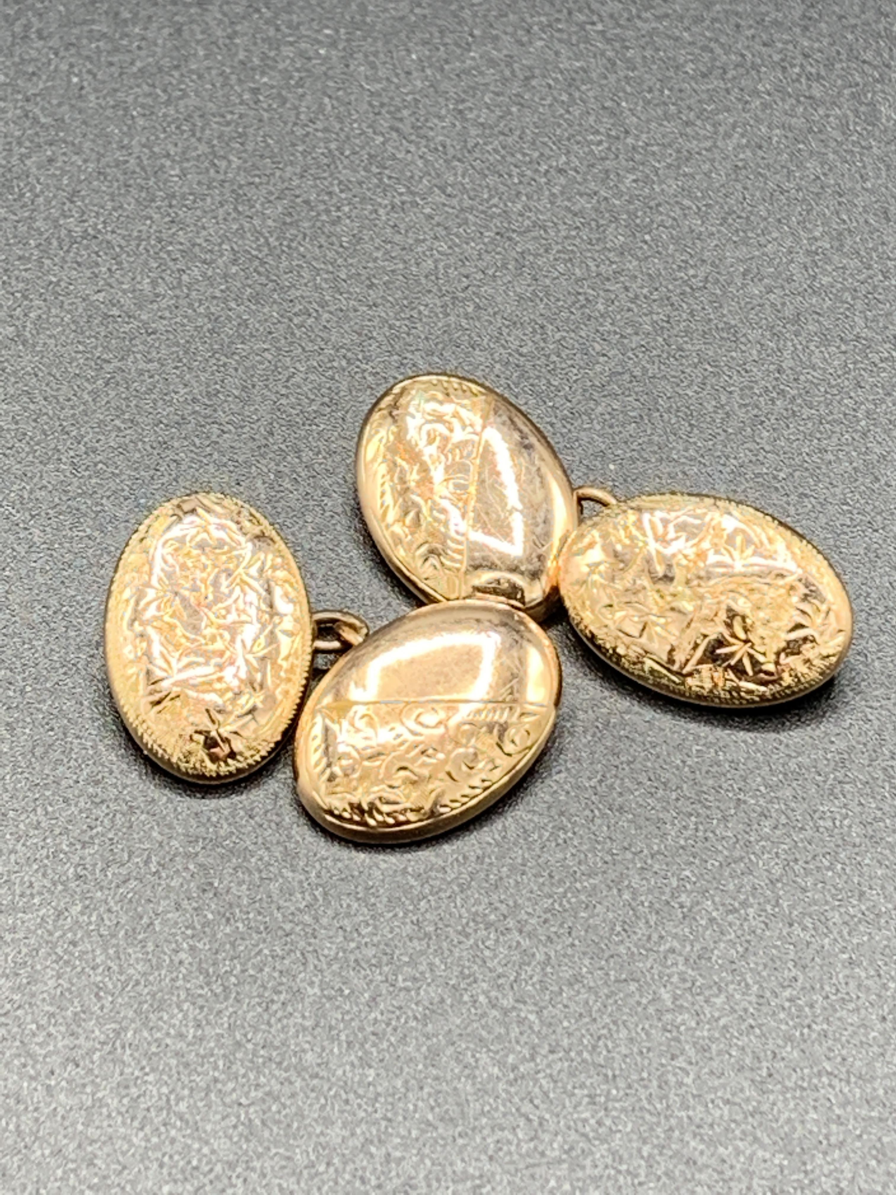 A pair of Edwardian hallmarked 9ct rose gold chain-linked cufflinks