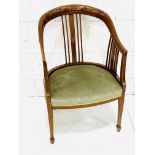 Edwardian mahogany open elbow chair