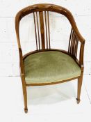 Edwardian mahogany open elbow chair