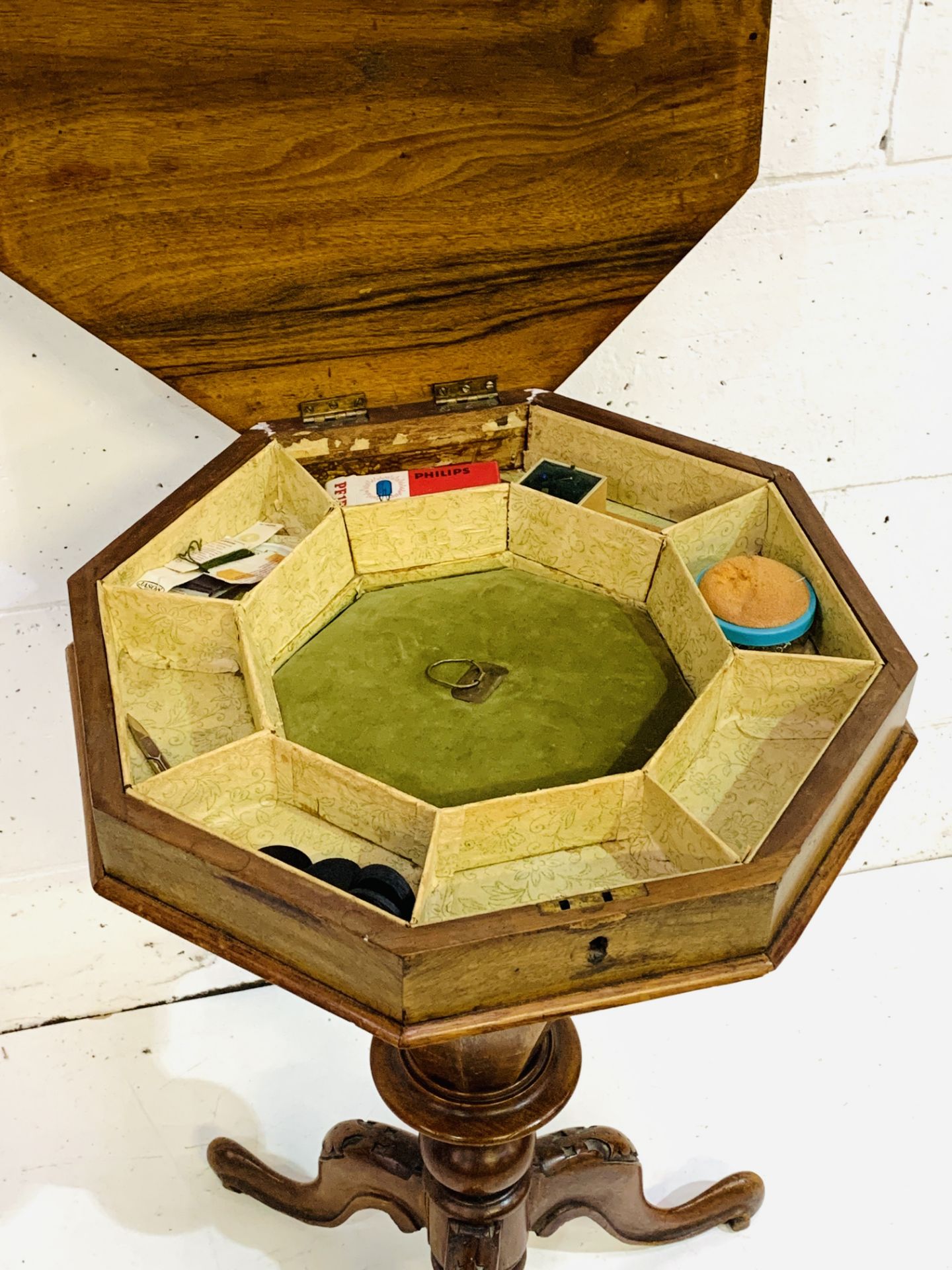 Walnut and mahogany sewing table - Image 5 of 6