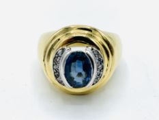 18ct gold, diamond and sapphire signet ring