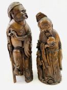 Two carved bamboo Oriental figures