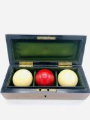 Three ivory billiards balls