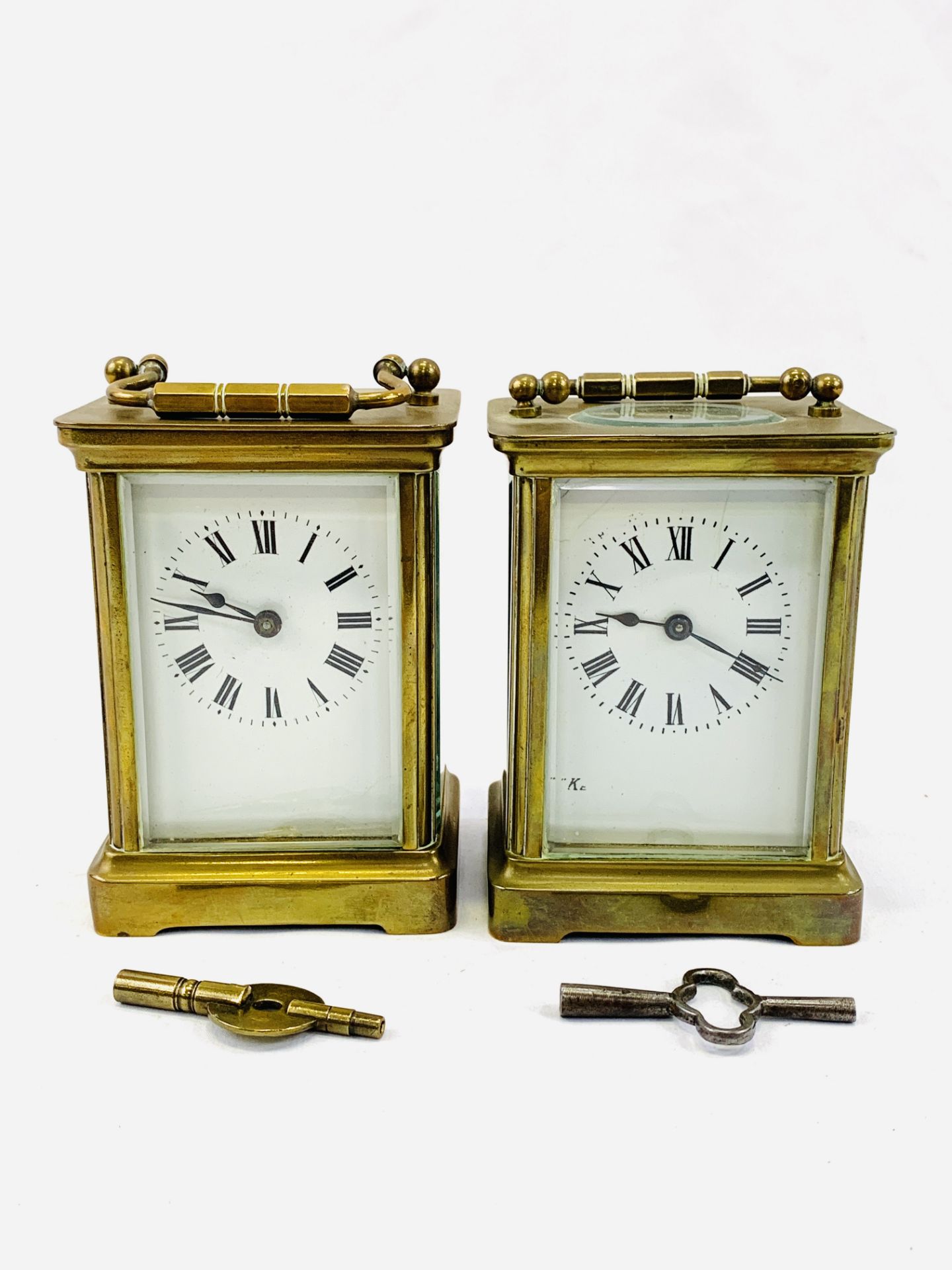 Two brass carriage clocks