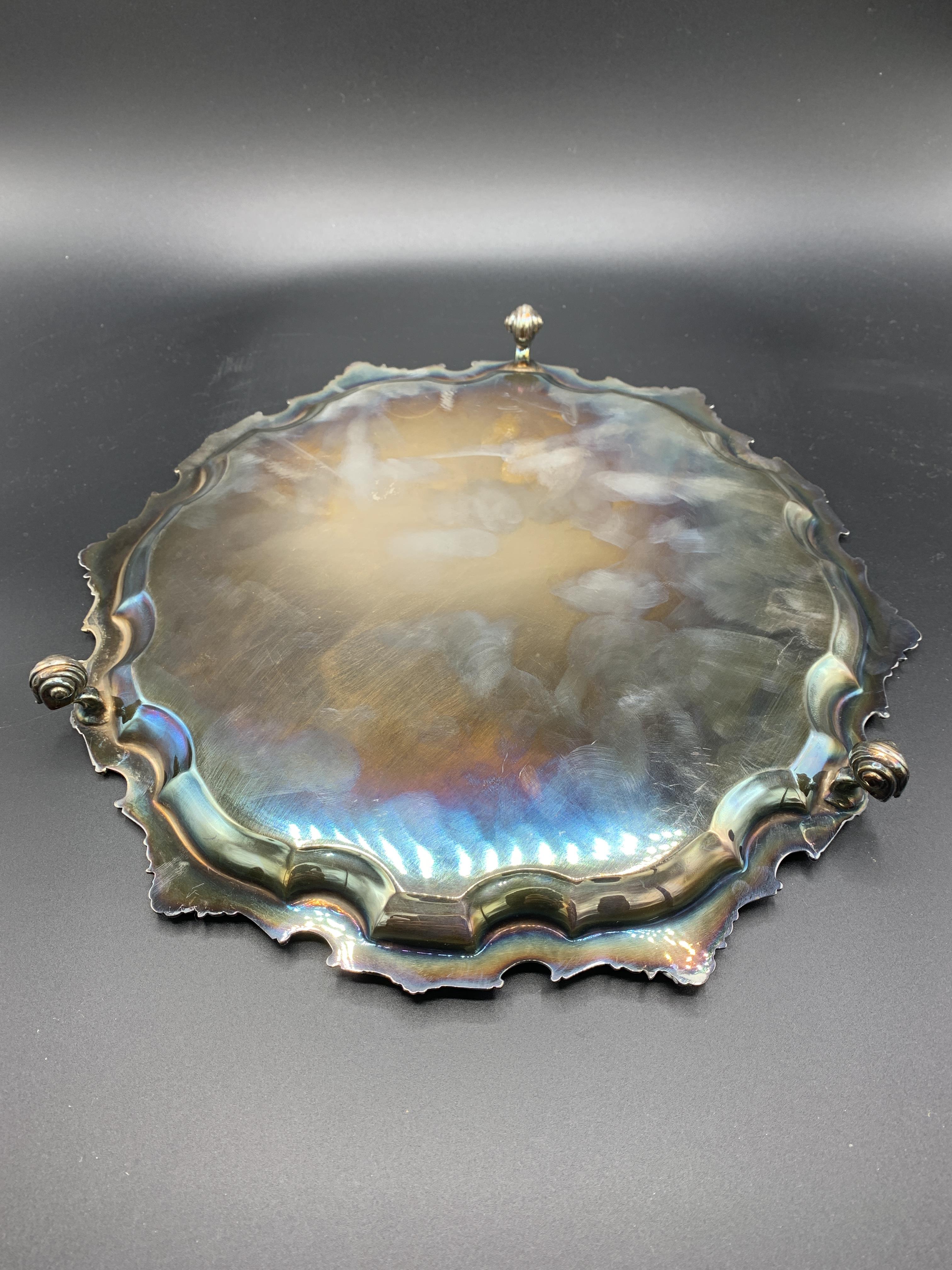 A silver scallop edge three footed tray by Francis Howard Ltd - Image 4 of 5