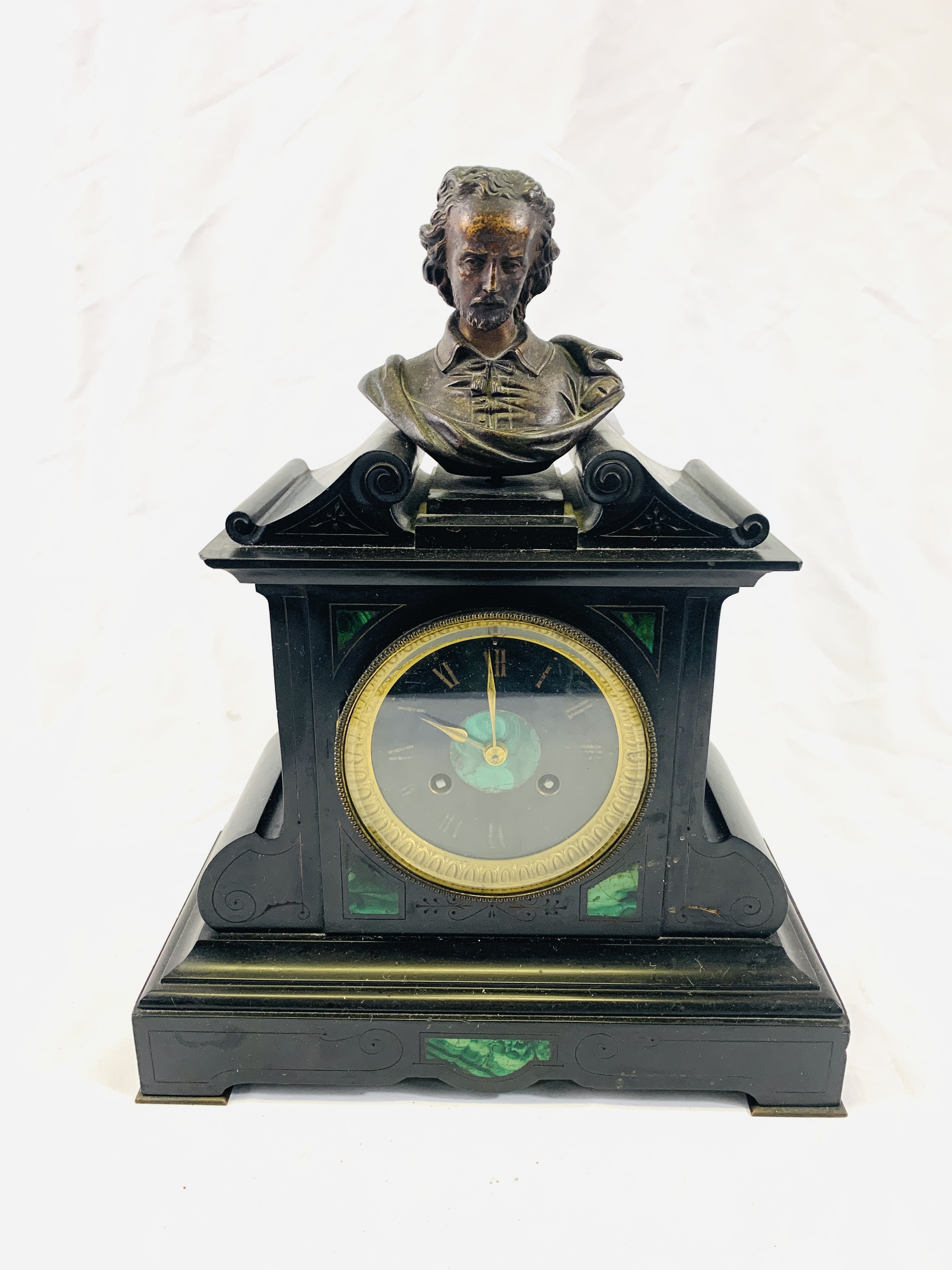 Three slate mantel clocks together with a wood cased mantel clock - Image 2 of 4