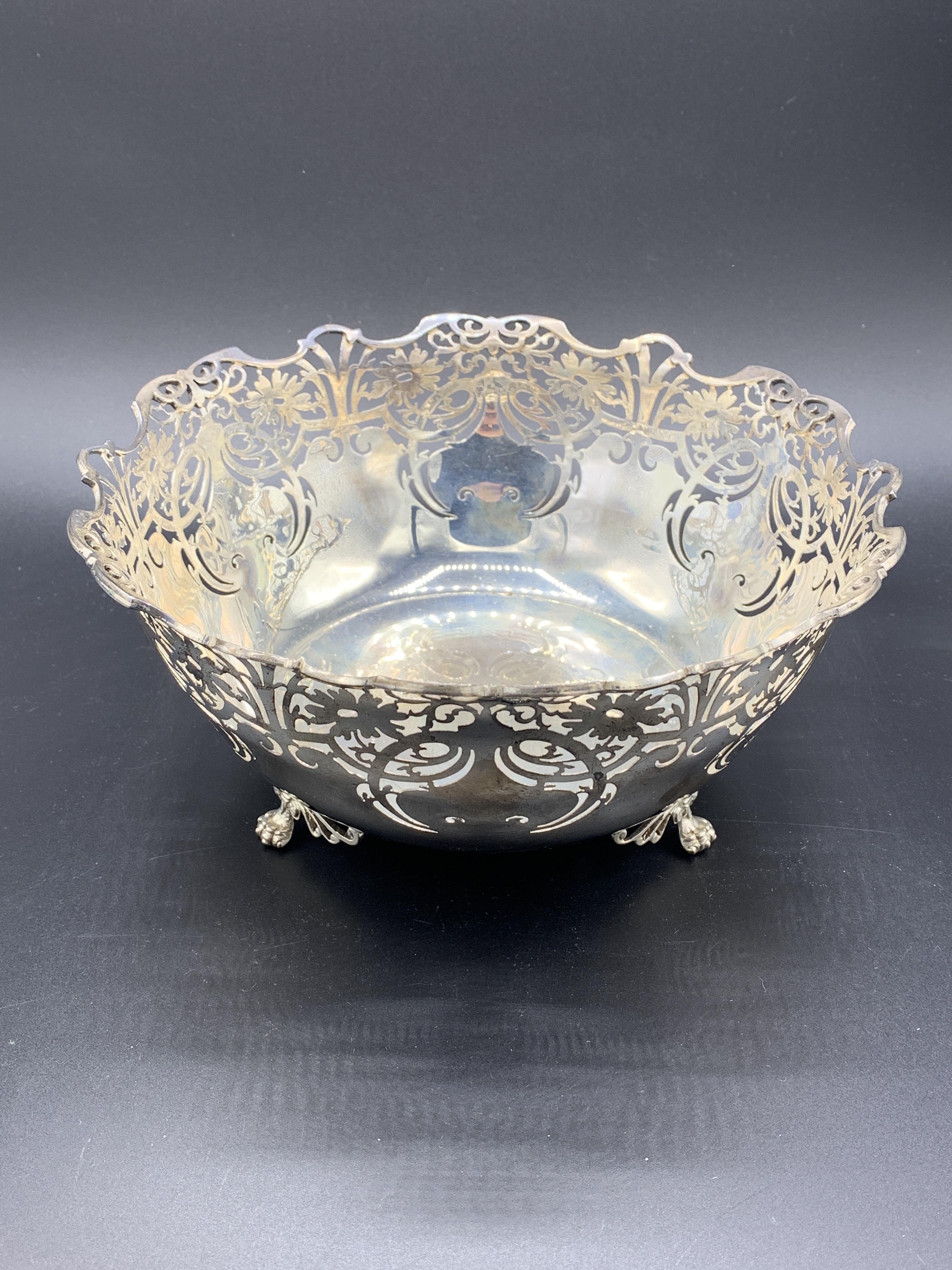 A silver pierced sided fruit bowl by J B Chatterley & Sons Ltd