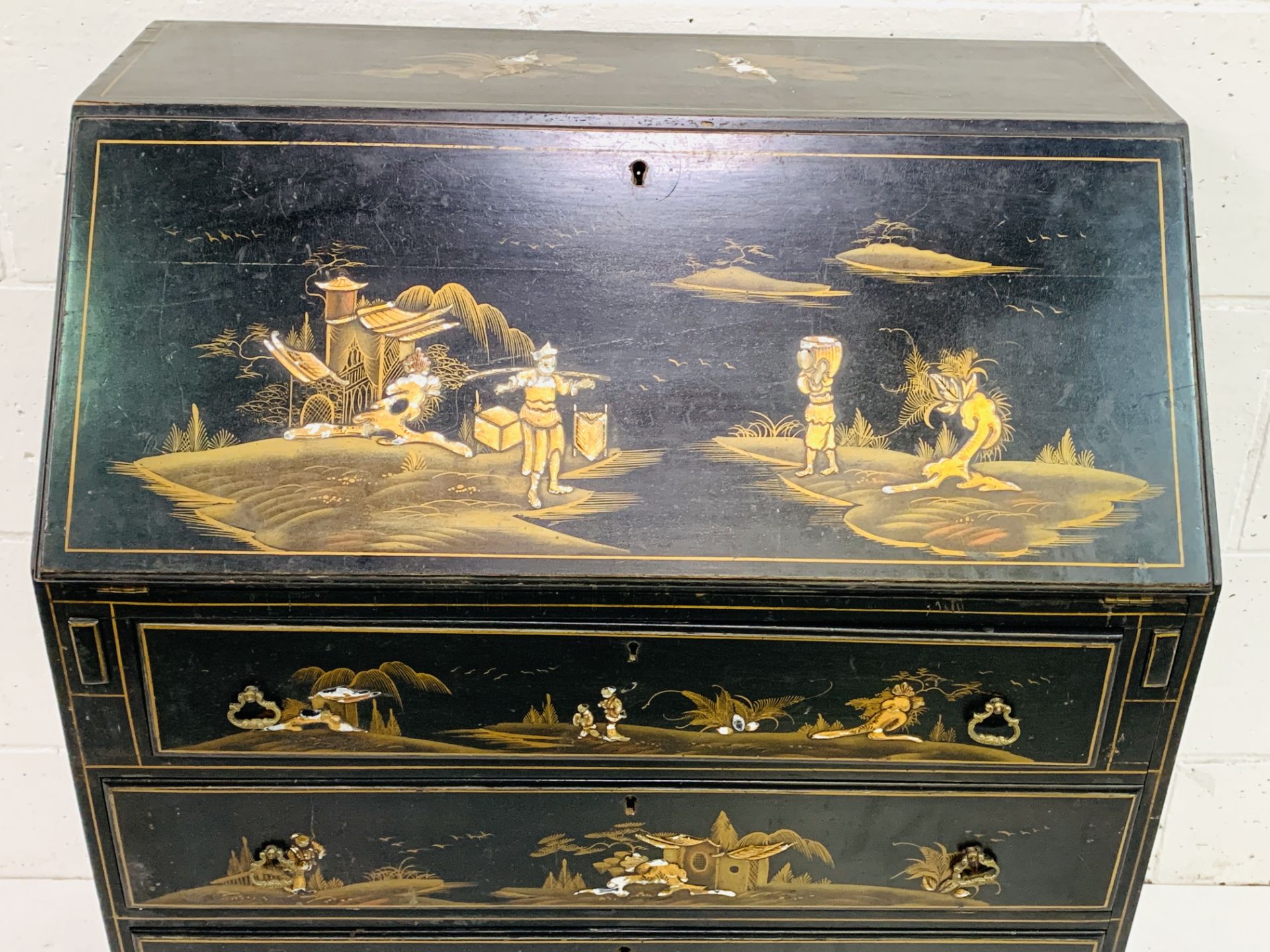 Ebonised bureau - Image 5 of 10