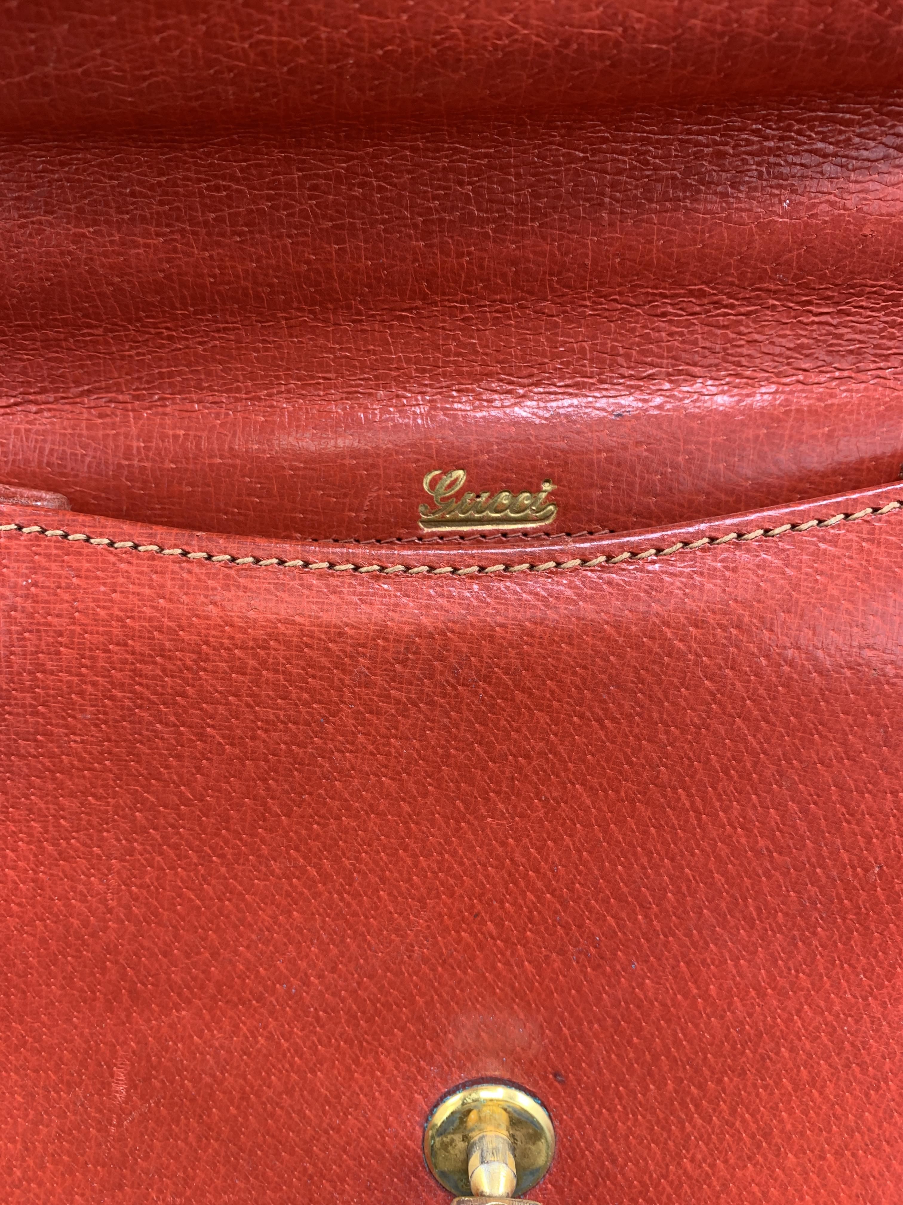 Red leather Gucci handbag - Image 5 of 9