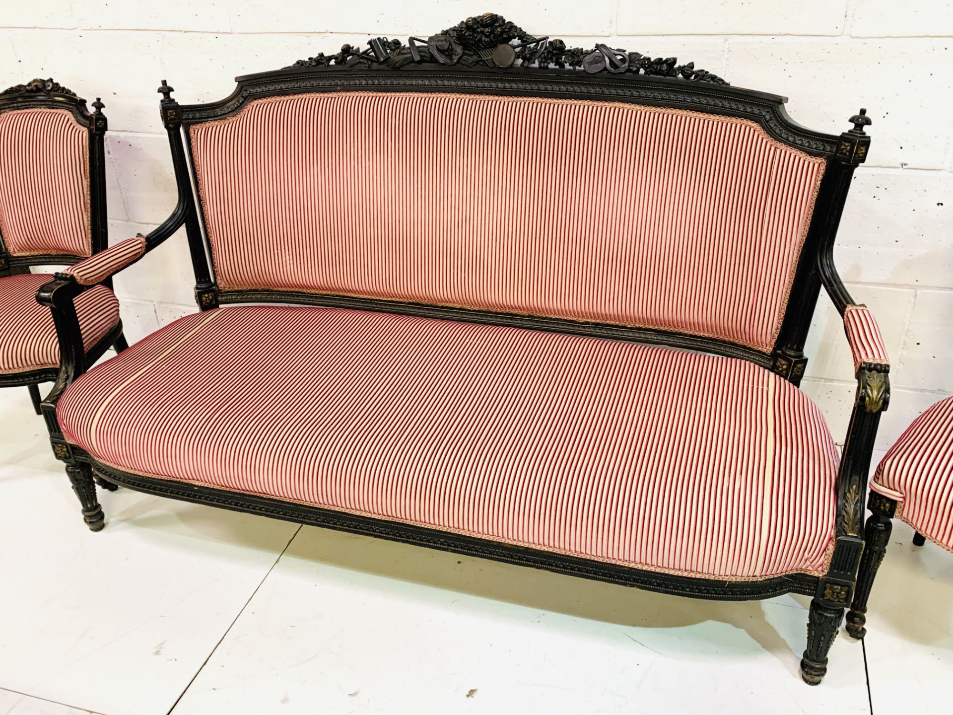 Edwardian ebonised frame salon suite - Bild 5 aus 6