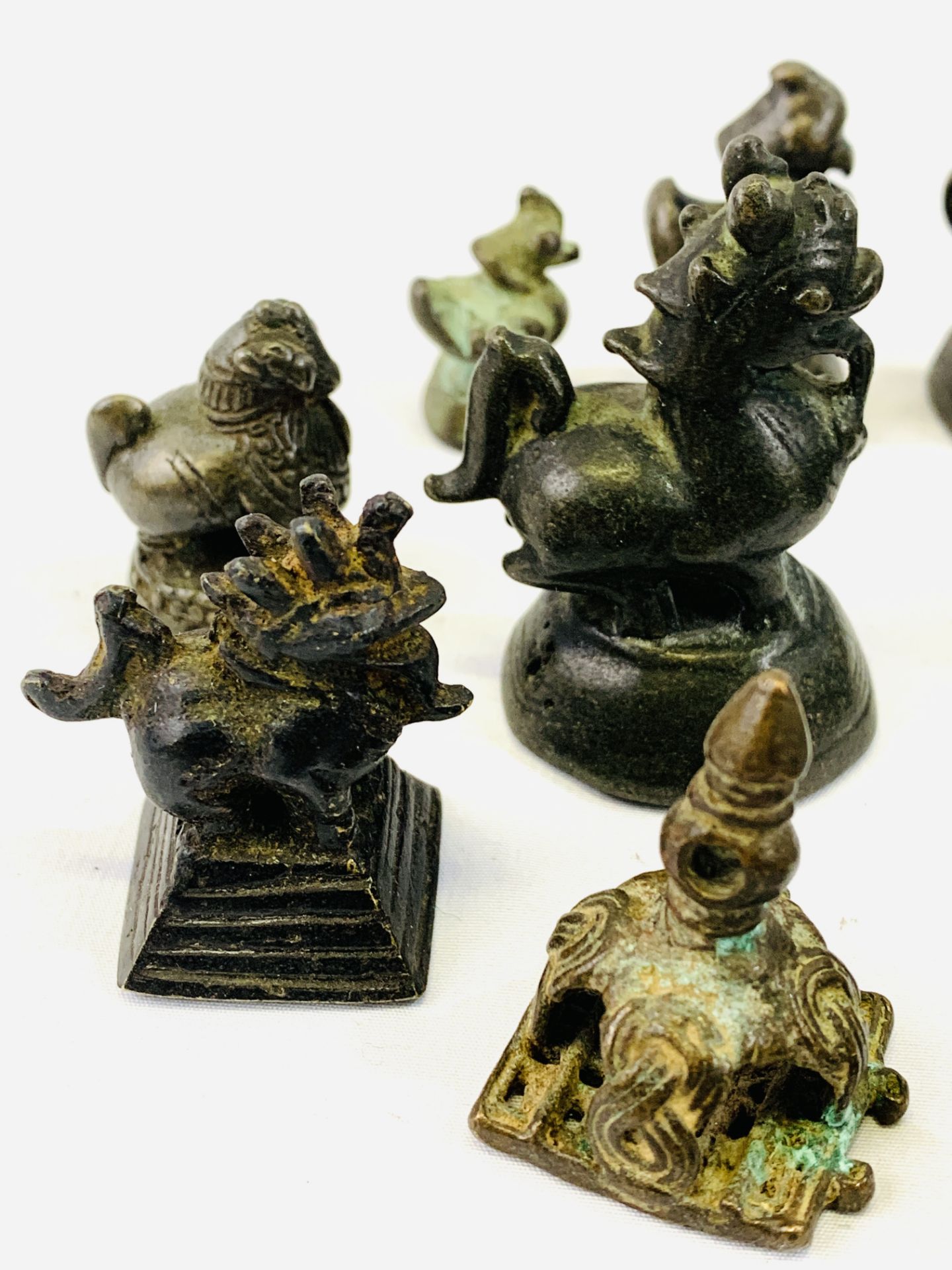 Twelve Chinese bronze opium weights - Image 4 of 7