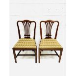 Pair of Georgian mahogany splat back dining chairs