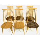 Set of six Ercol rail back dining chairs