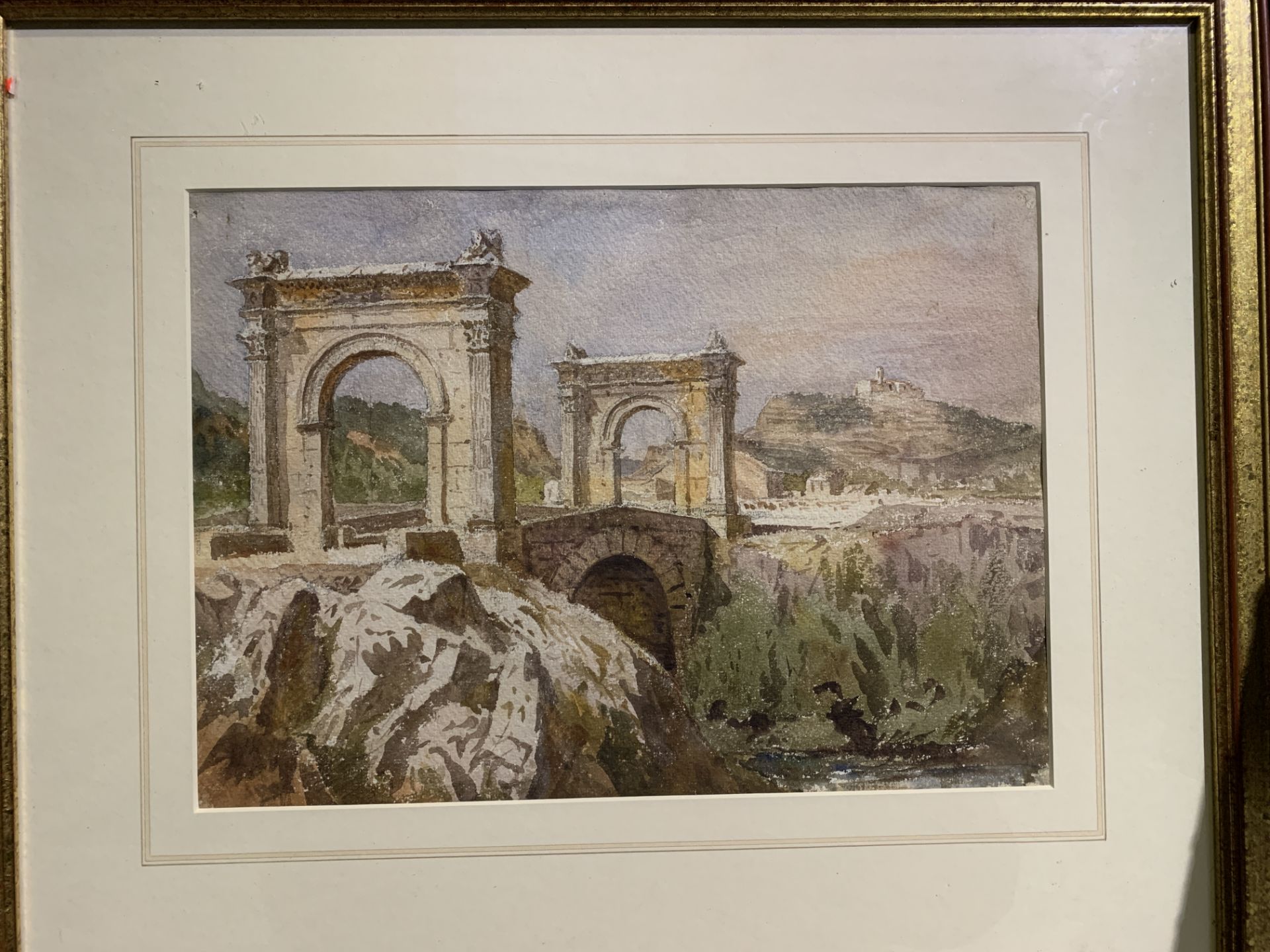 Framed and glazed watercolour by John Louis Petit - Image 2 of 3