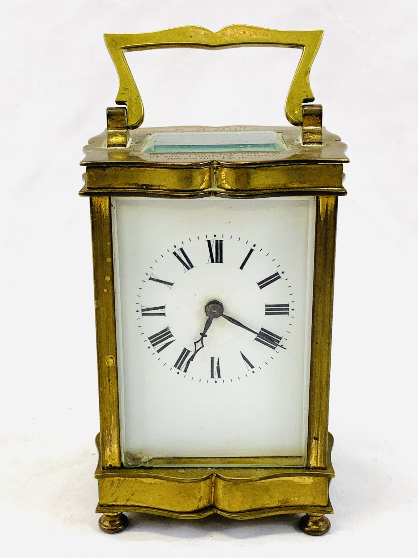 A brass carriage clock