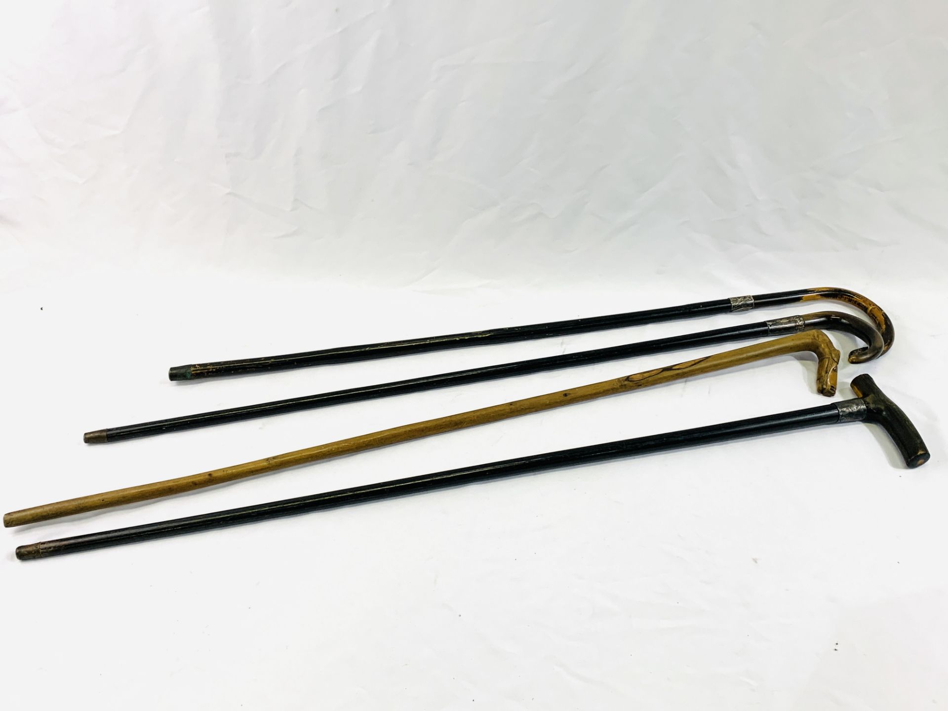 Four wooden walking sticks - Image 2 of 4