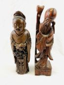 Two carved Oriental figures