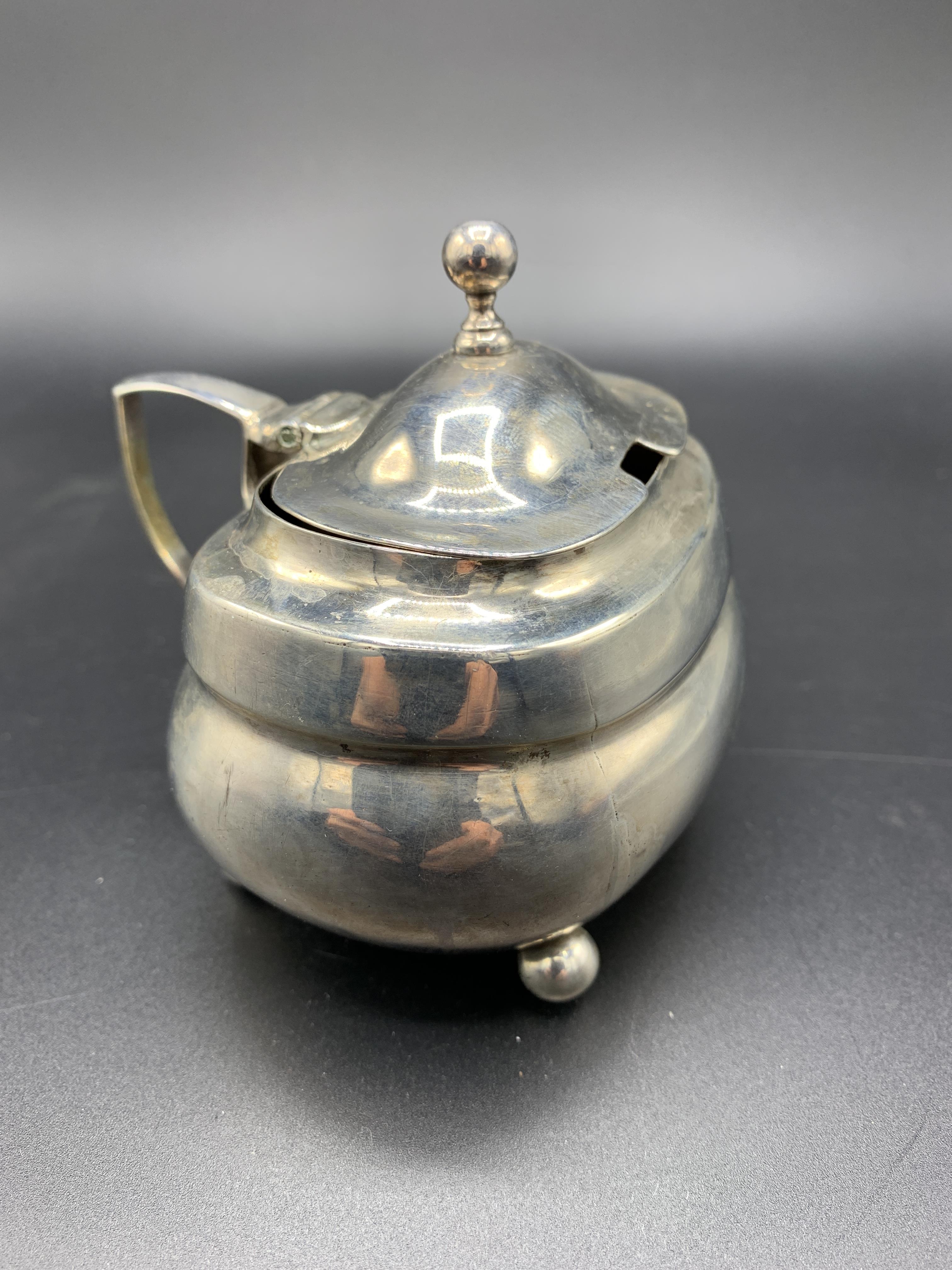 Georgian hallmarked silver lidded pot - Image 2 of 4