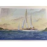 Five watercolours featuring boats or shipping by George King. - Image 5 of 5