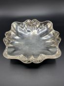 Footed sterling silver square fruit bowl