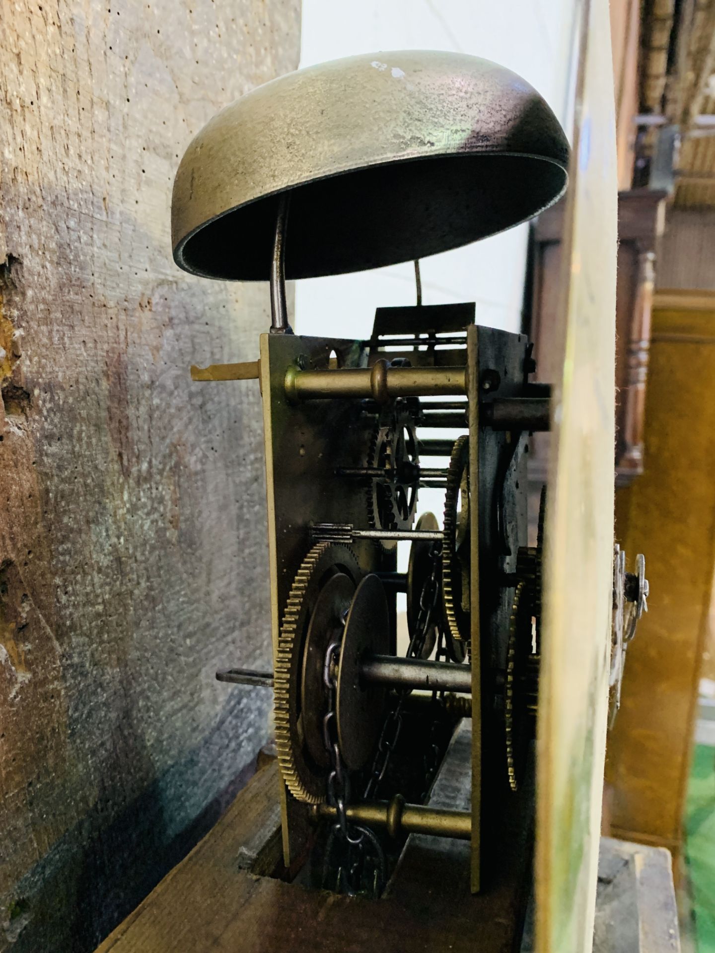 Carved oak longcase clock, the brass face written Massey, Newcastle - Image 7 of 7