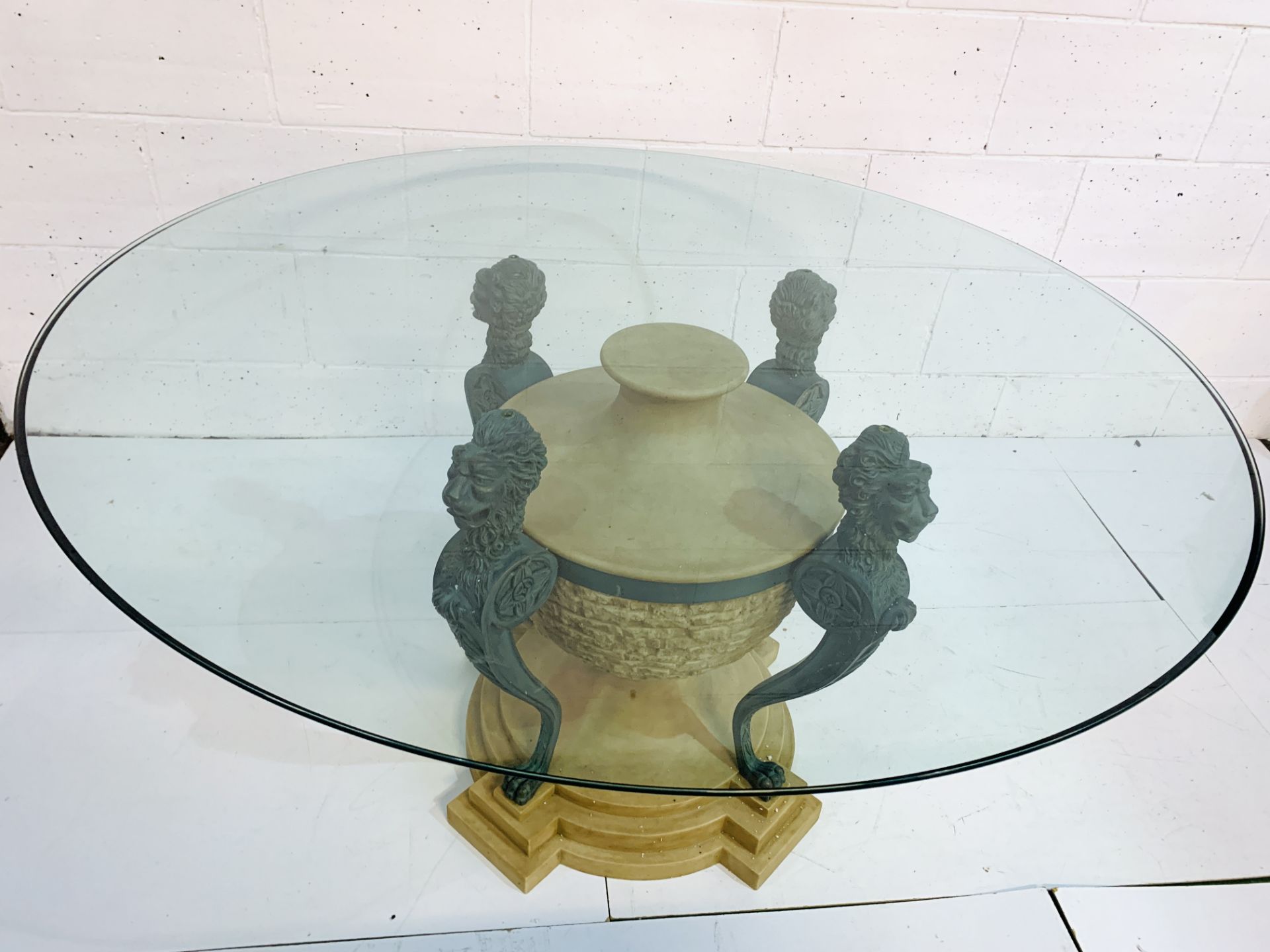 Circular glass top table