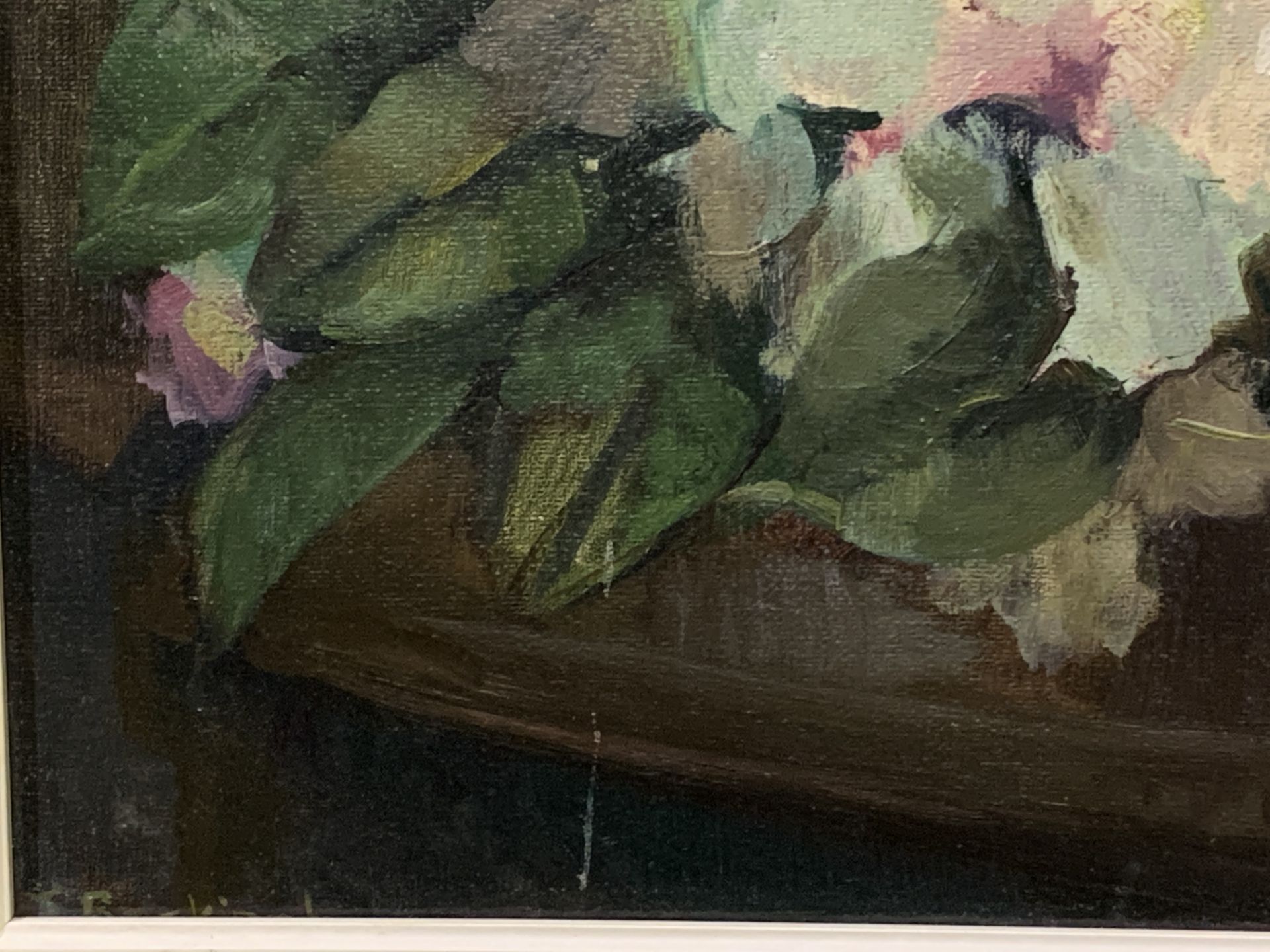 Framed oil on canvas still life flowers - Image 2 of 3