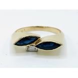 Contemporary 18ct gold, sapphire and diamond ring