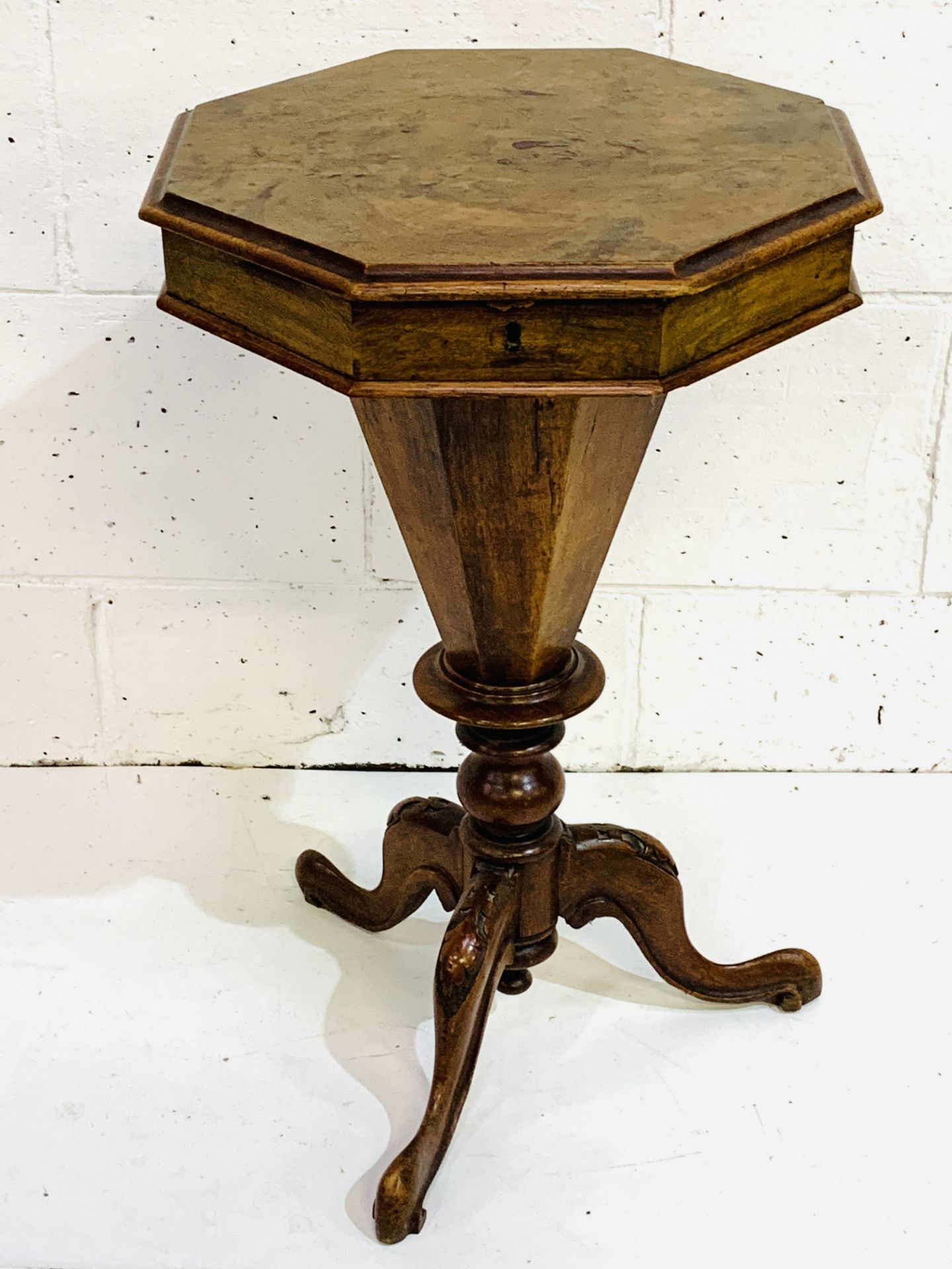 Walnut and mahogany sewing table