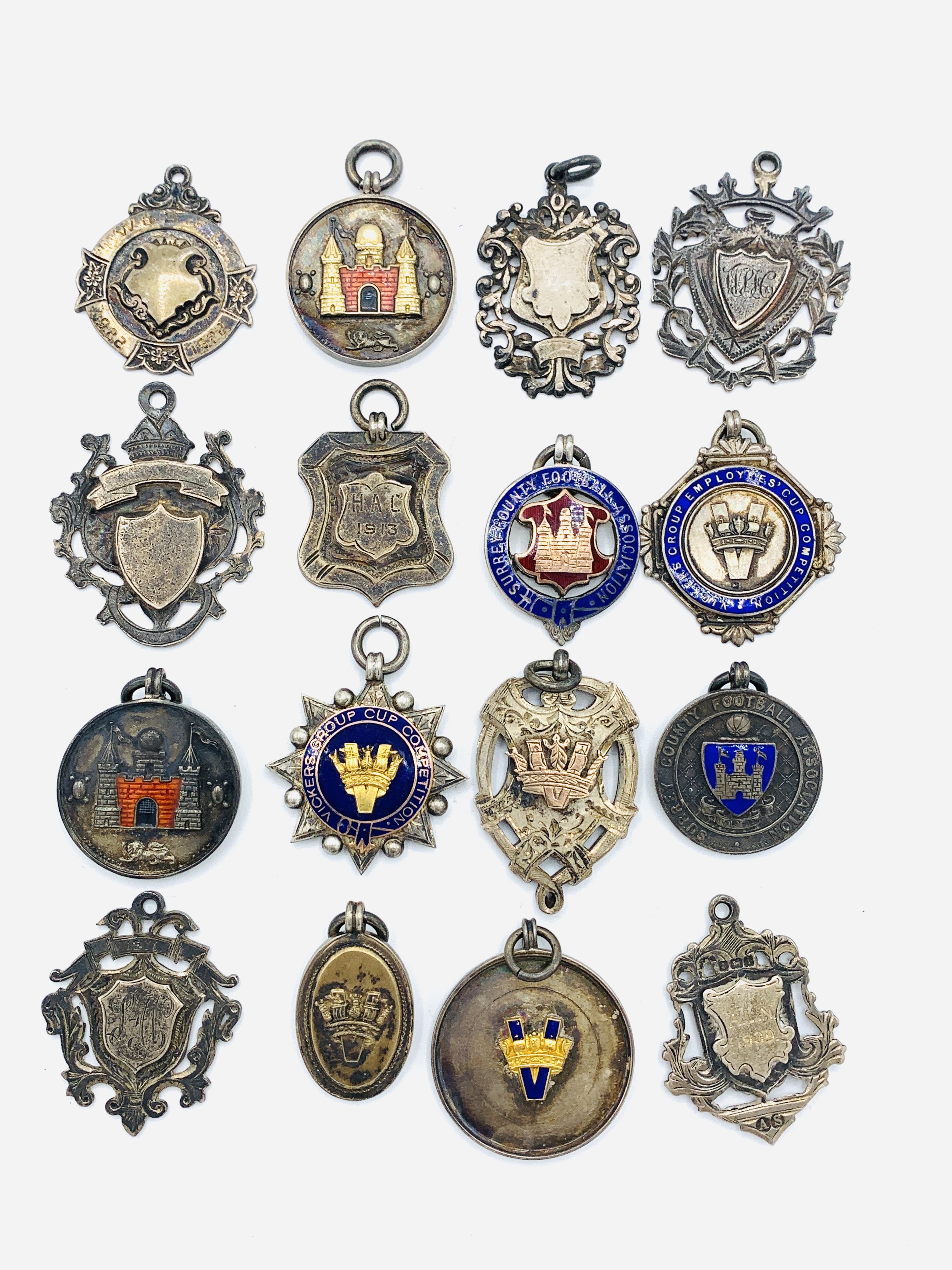 Sixteen hallmarked silver football related medals mainly from the 1920s - Image 2 of 6