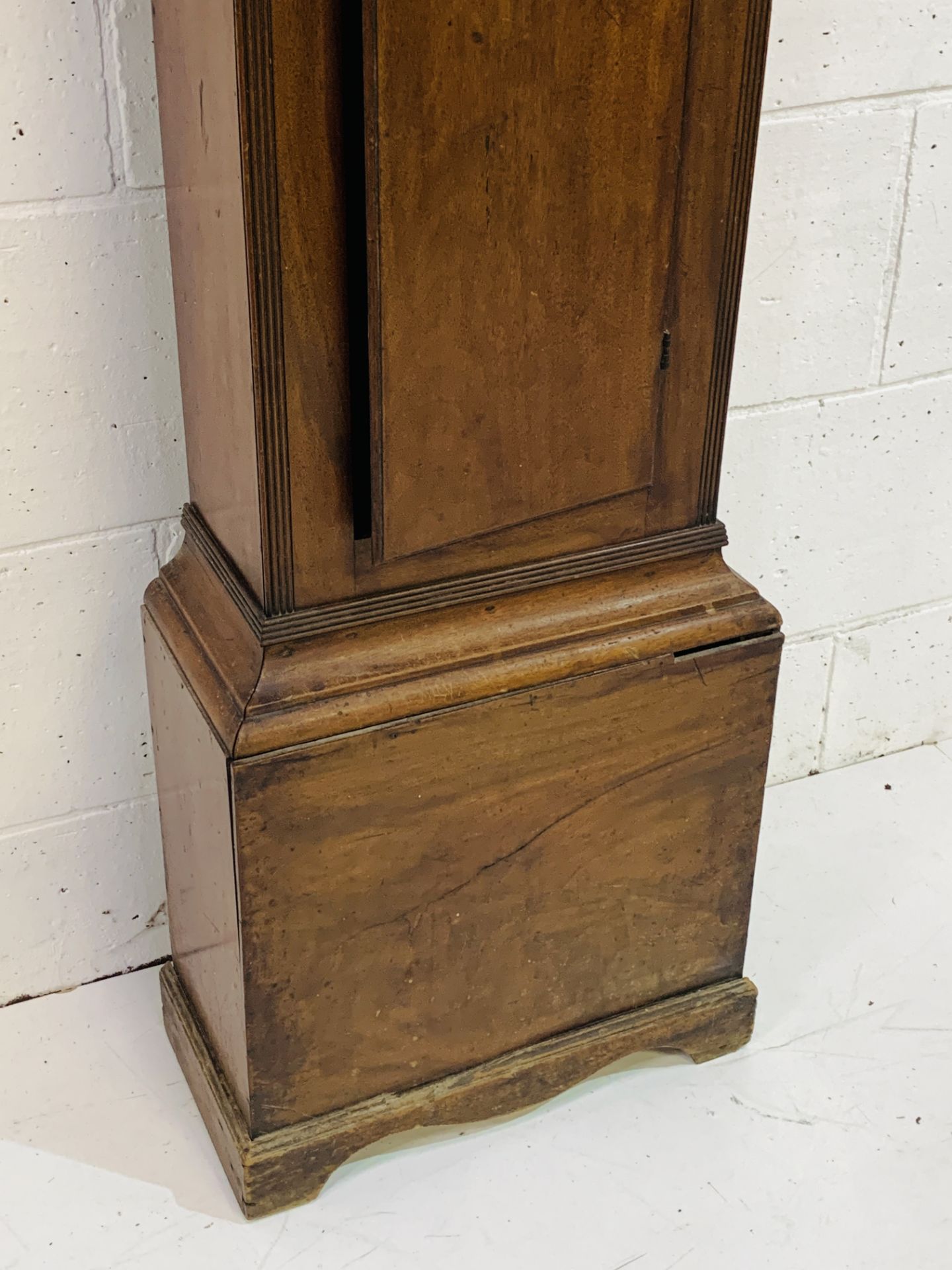 Mahogany long case clock with painted face faintly written L. Smyth, Wexford (?), - Image 5 of 8