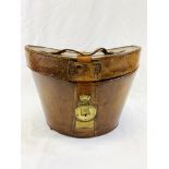 Brown leather hat box