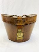 Brown leather hat box