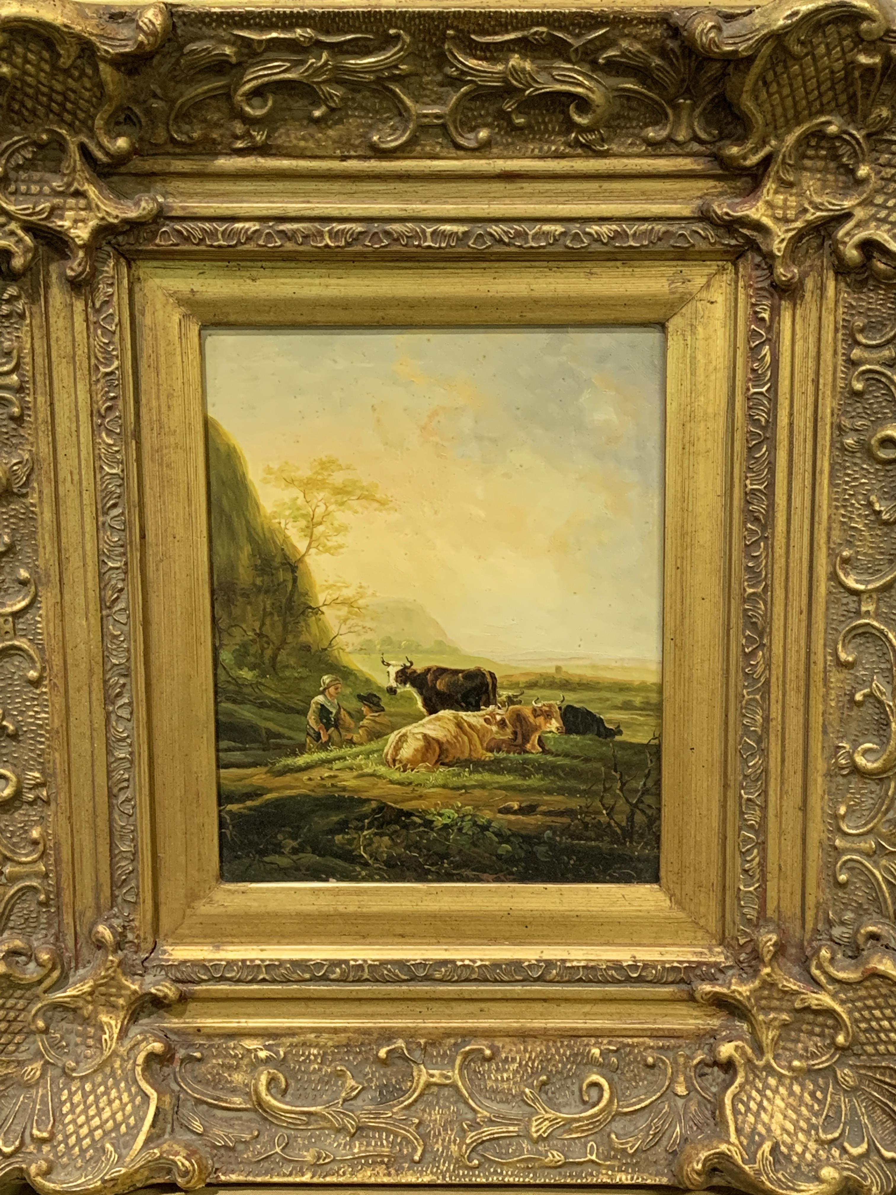 Oil on board of cows in a field - Image 4 of 4