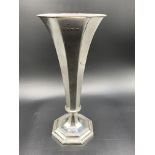Hallmarked silver octagonal trumpet vase by Hawksworth, Eyre & Co, Birmingham 1935