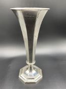 Hallmarked silver octagonal trumpet vase by Hawksworth, Eyre & Co, Birmingham 1935