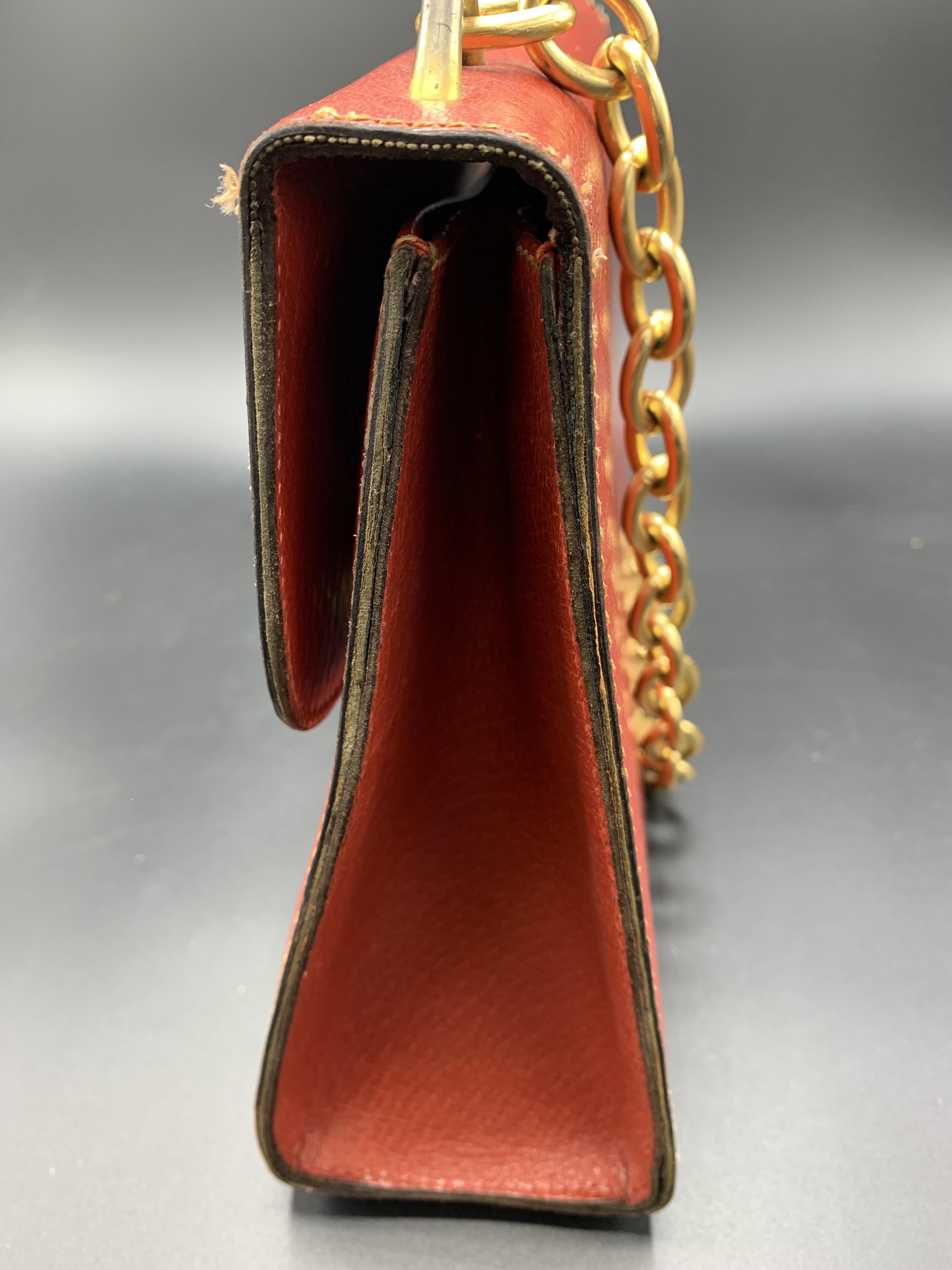 Red leather Gucci handbag - Image 8 of 9