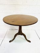 Georgian style mahogany circular tilt top table