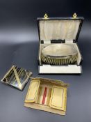 Hallmarked silver backed hairbrush and comb set and other items