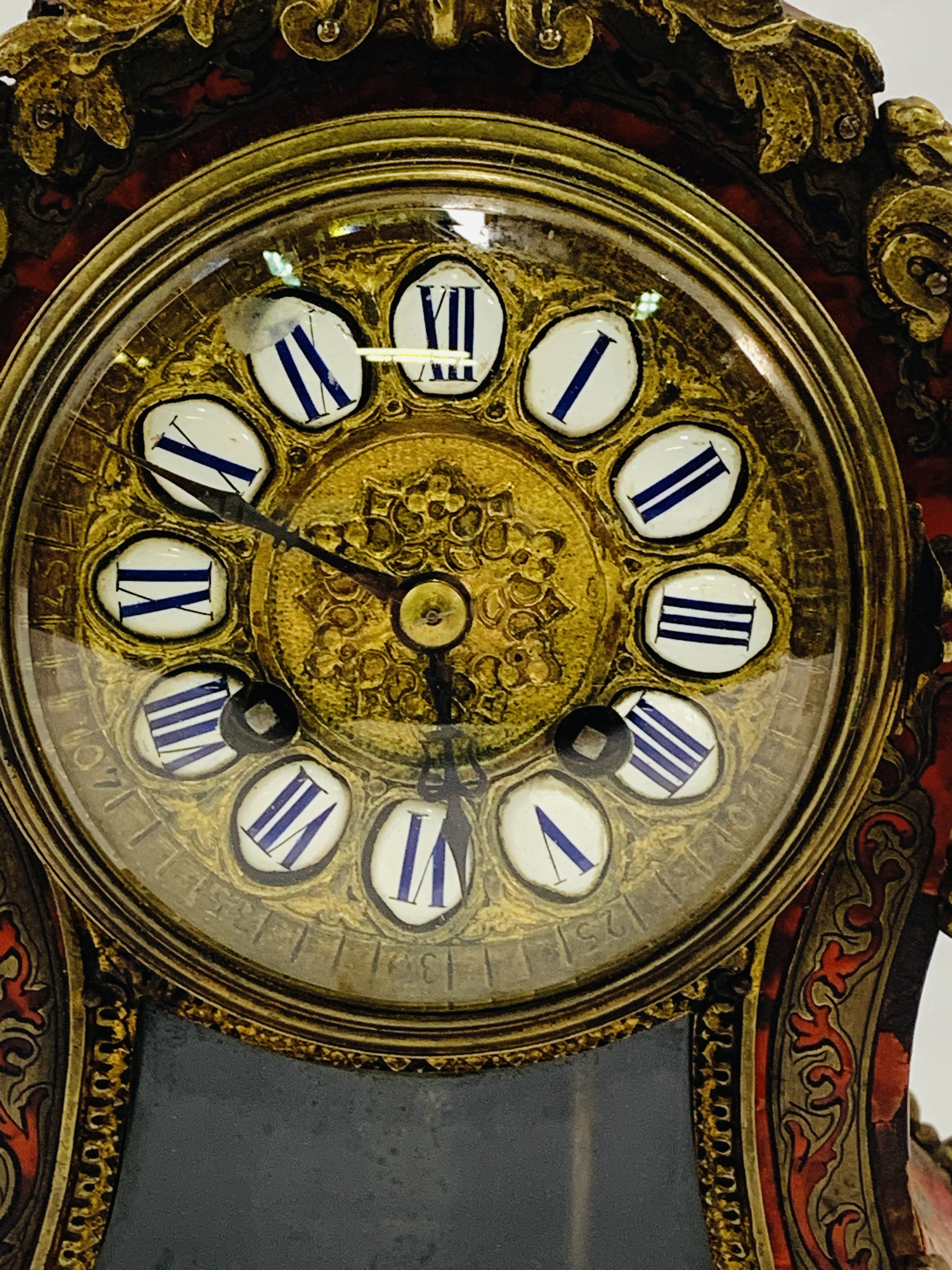 French boulle work mantel clock - Image 2 of 8