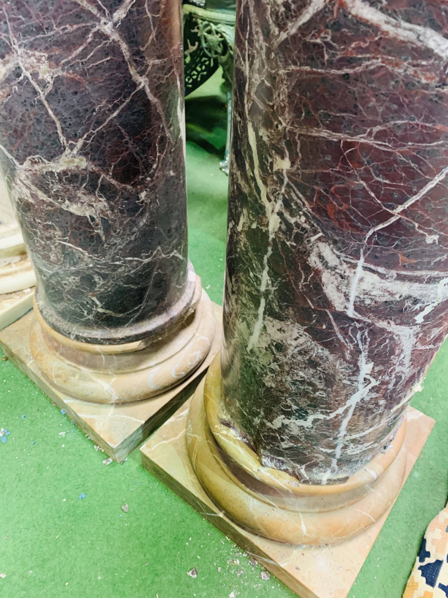 A pair of emperador marble columns - Image 2 of 6