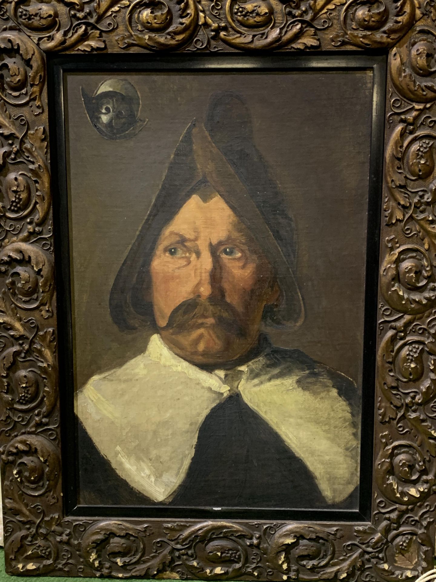 Decorative framed oil on board of a Conquistador - Image 4 of 4