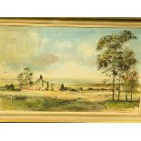 Framed oil on board of a landscape with a farmhouse, signed bottom left Philip Allcock,