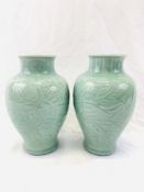 A pair of celadon vases