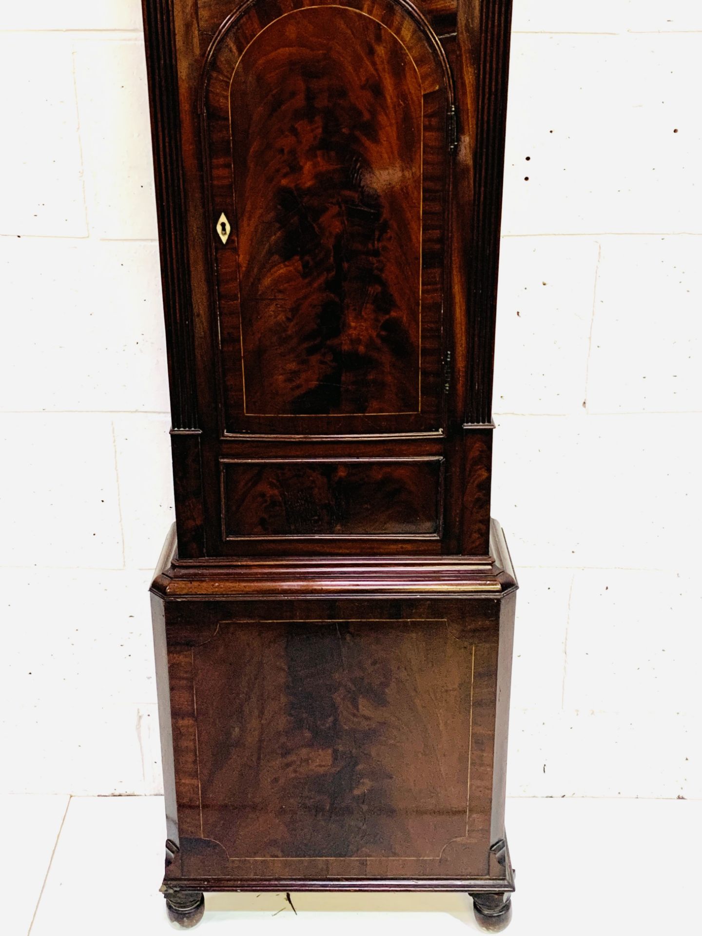 Flame mahogany longcase chiming clock - Image 3 of 8