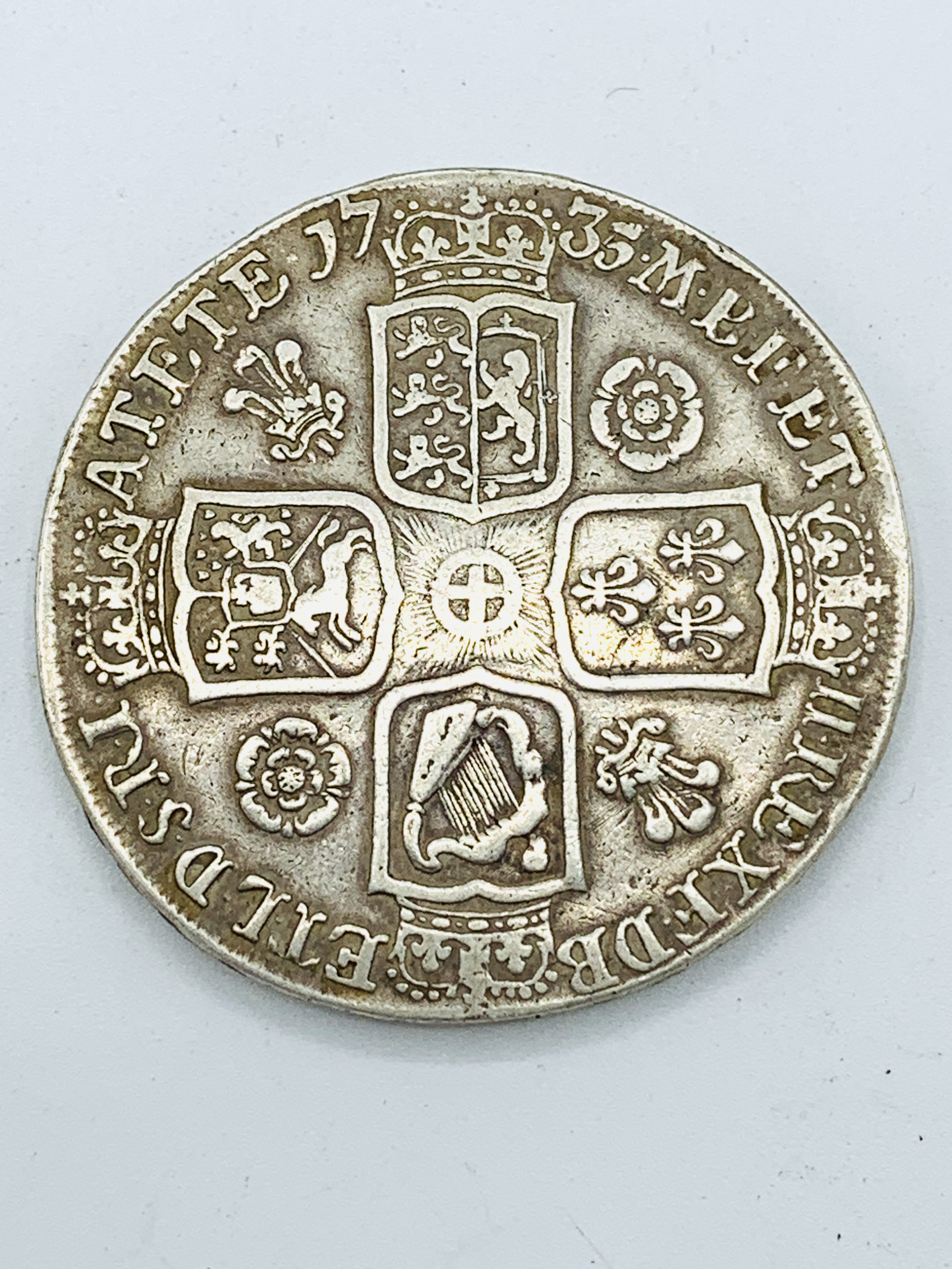 A George II silver crown, 1735 - Image 2 of 3