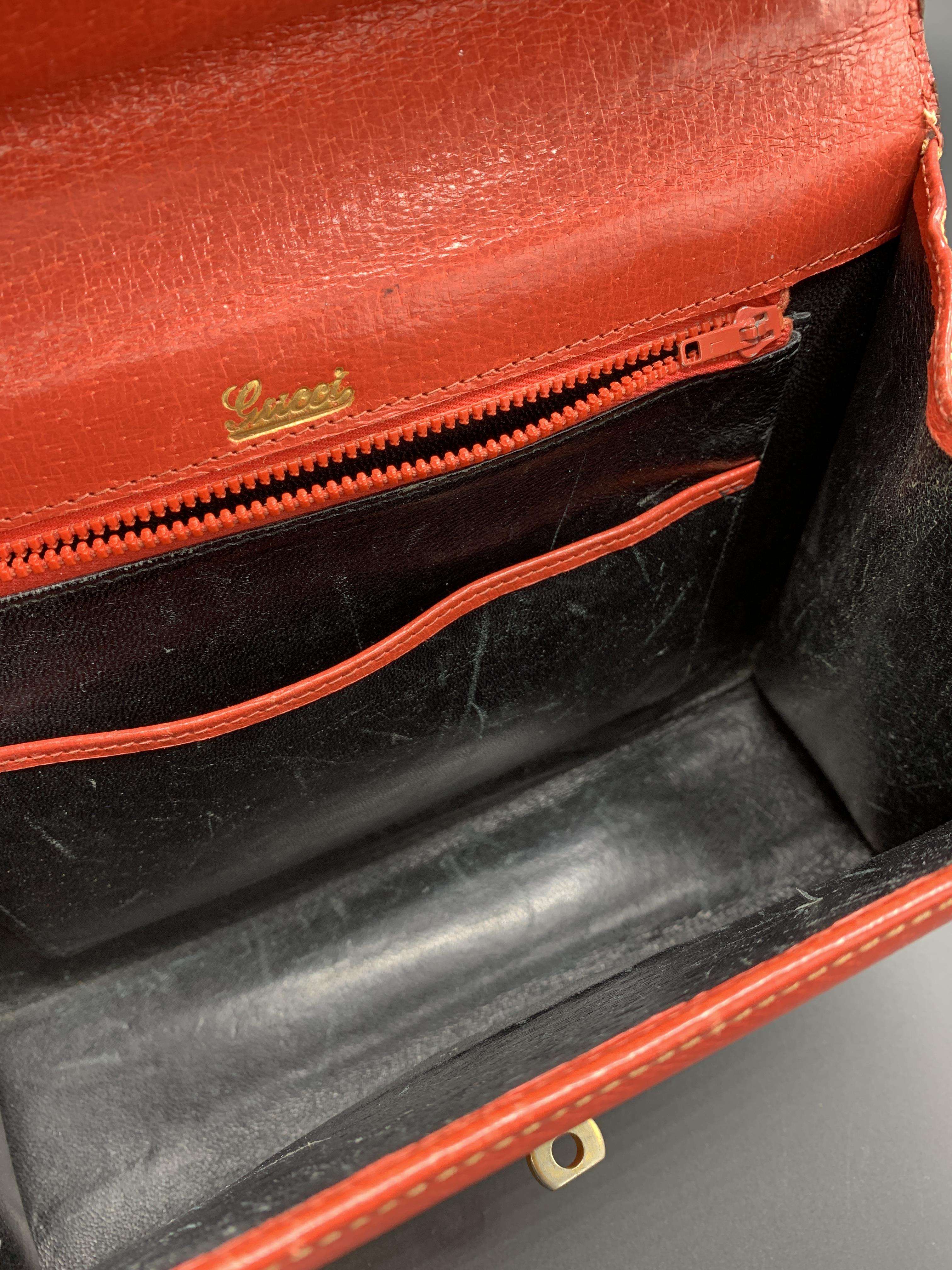 Red leather Gucci handbag - Image 6 of 9