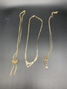 Three 9ct gold necklaces